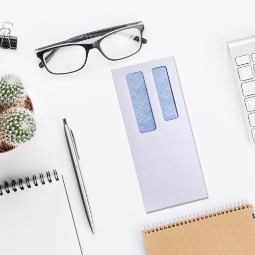 White Envelopes Featuring Double Transparent Panels and-100 1
