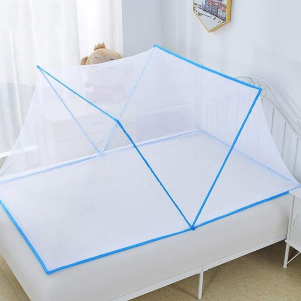 Portable Folding Net Bed Mosquito Net For Bed For Baby 190X80x80cm Mesh Crib Travel Blue