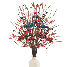 Red White Blue Berries Artificial Stem Picks 4th Of July Decor Festive Floral Accent Flexible Bending Stems For Patriotic Holiday Table Centerpiece An