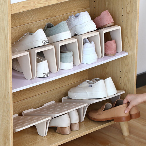 4Pcs Shoe Rack Double Layer Storage Shelf Multifunction-A 2