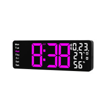 Stijlvolle LED-wandklok met automatische helderheid-roze rood