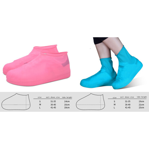 1Pair Reusable Waterproof Rain Shoe Covers Silicone-Black S2 1