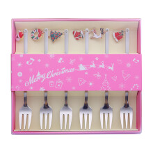 6 PCS Christmas Fruit Forks Stainless Steel Material Cartoon-S