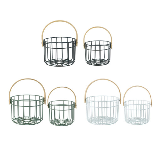 Rustic Wire Egg Basket Vegetable Fruit Serving Basket-Green S 1