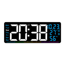 Horloge LED colorée avec plusieurs fonctions, y compris-Bleu