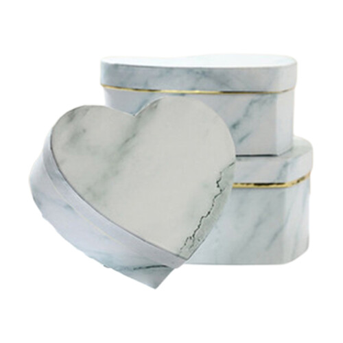 3 Pcs Heart Shaped Gift Box Marble Candy Packing for Case-White