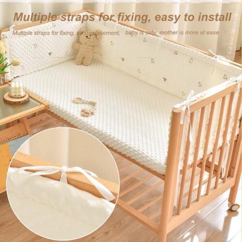 Breathable Cot Bumper 180Cm Cot Rail Cover Side Cushions Adjustable Baby Cot Padding 1
