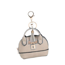 Stylish Small Bag Keychain Coin Purse PU Leather-Cream