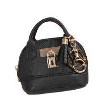 Stylish Small Bag Keychain PU Leather Coin Purse Ornament-Black