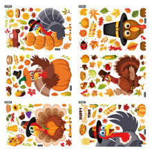Thanksgiving Decorations, Fall Decorations With Holiday Turkey Cling, Wide Decoration And Double Side Printed For Classroom, Office, Home (Reusable Cl