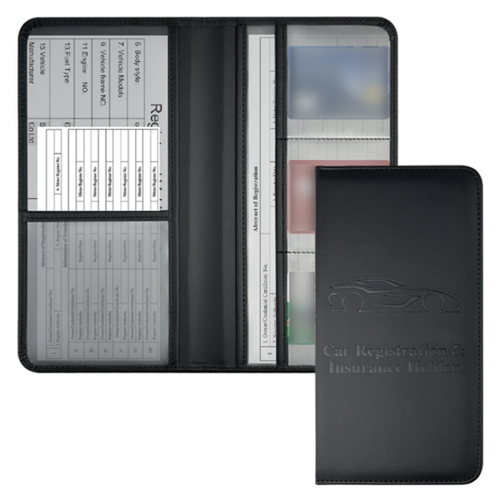 Car Registration Protector Pu Vehicle Document Organiser- Black 7754000671038
