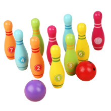 Wooden Bowling Lightweight Portable Skittle Game Safe Natural Material Indoor Outdoor Family Toy For Boys Ages