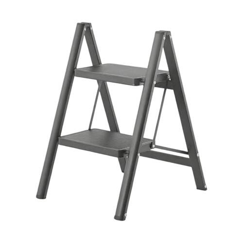 Collapsing 2 Step Stool for Elderly Kids Transportable-black