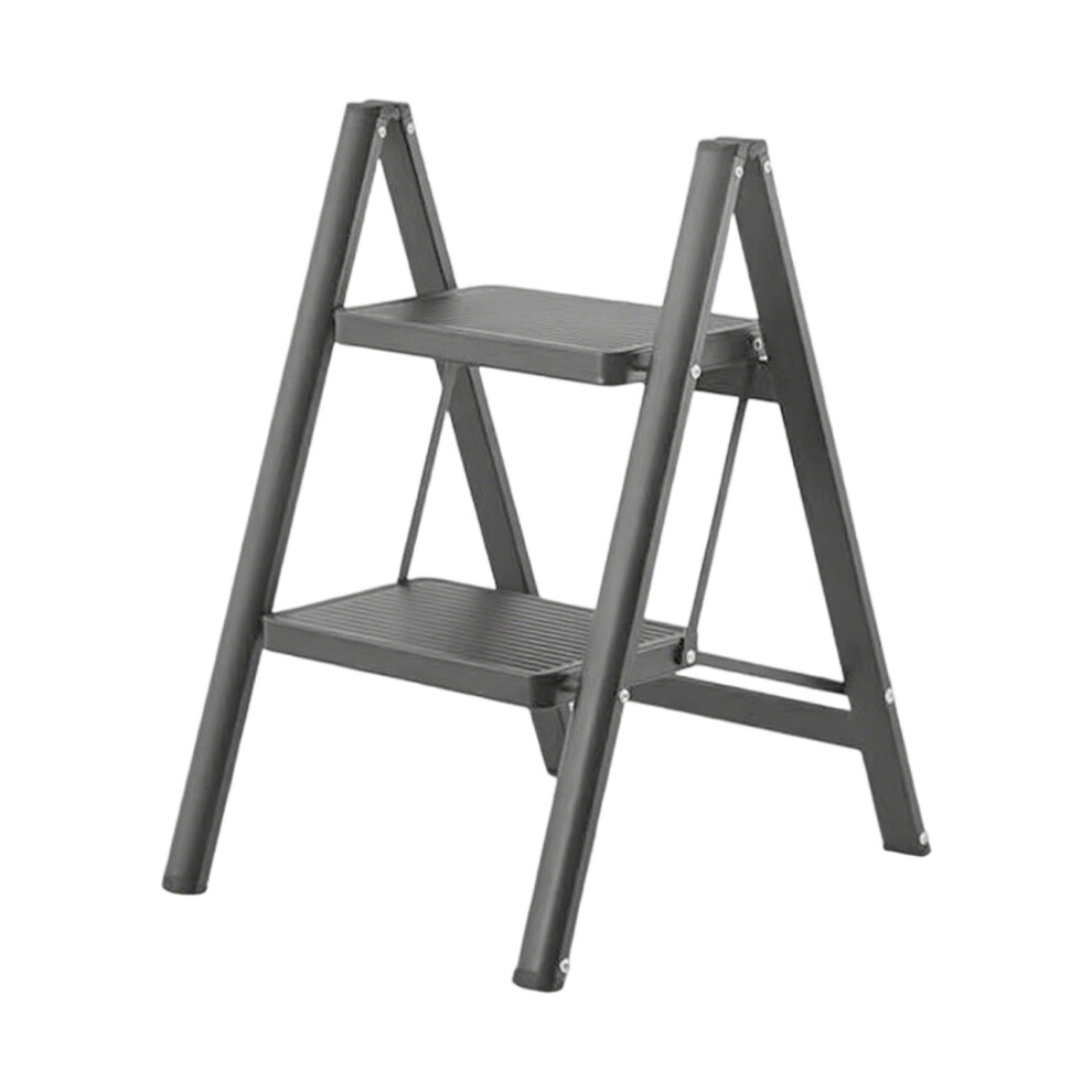 Collapsing 2 Step Stool For Elderly Kids Transportable-Black 7754000669202