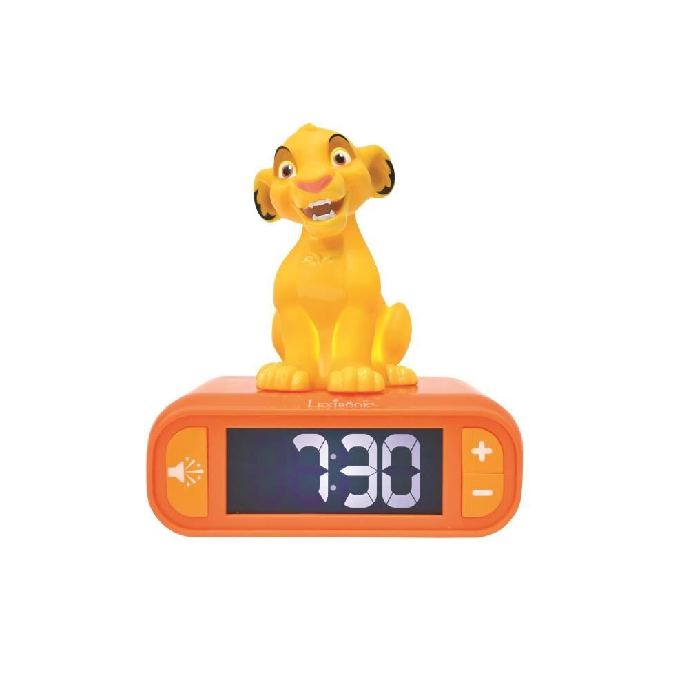 Lexibook Digital Night Light Alarm Clock - Simba - 3D Luminous And Sound - Yellow - Child