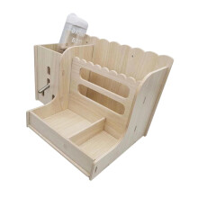 Wooden Bunny Feeder Holder With Water Bottle For Rabbits Guinea Pigs Hamsters MultiFunctional Hay Rack Easy To Clean