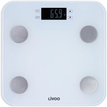 Báscula de impedancia - LIVOO - DOM427W - 7 indicadores - Máx 180 kg - 13 perfiles - LCD - Encendido y apagado automático - Blanco