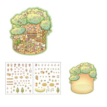 Fun DIY Piling Sticker Scene For Children With-Warm tree house