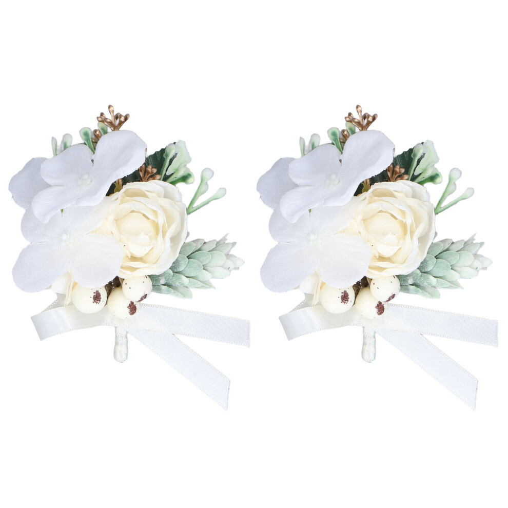 Handmade Silk Fabric Boutonnieres Multipurpose Event Flower Decor Elegant Wrist Corsage Set Adjustable Wristlet Band Bracelets For Prom Wedding Annive 9060116428823