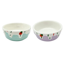 Ceramic Small Pet Bowls  2Pack For Hamster Hedgehog Gerbil Guinea Pig, Food And Water Feeders, PurpleBlue