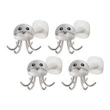 4Pcs Convenient Six Arm Rotating Hook 360 Degree-bright white