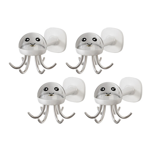 4Pcs Convenient Six Arm Rotating Hook 360 Degree-bright white