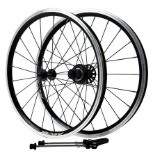 Wheelset 20Inch Folding Bike 406/451mm QR Front 100mm Rear 130mm C/V Brake 20/24H Hubs Aluminum Rims Black