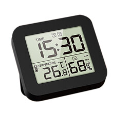 Clock with Temperature Humidity Indicators Alarm Setting-Black