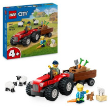 Lego City Röd Traktor Med Släp & Får, Byggset För Barn 60461