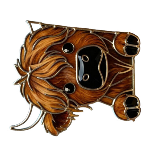 Funny Peeping Highlands Cow Window Decorations,Christmas-A