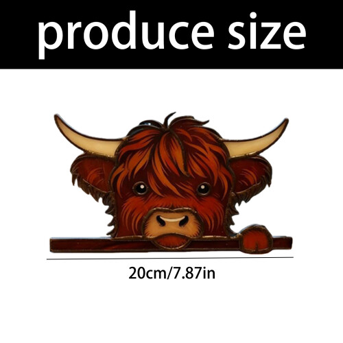 Funny Peeping Highlands Cow Window Decorations,Christmas-A 2