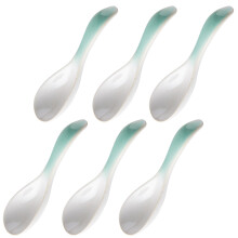Set van 6 delicate keramische serveerlepels met artistieke-C