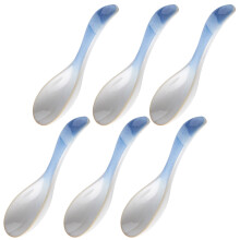 6 Pack Ceramic Soup Spoons With Comfort Ergonomic Handle-D