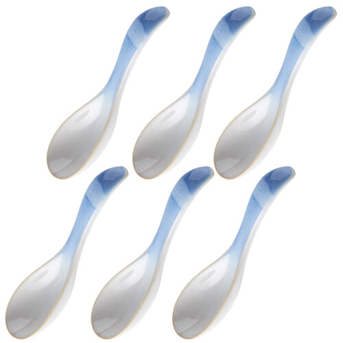 6 Pack Ceramic Soup Spoons With Comfort Ergonomic Handle-D
