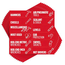 80Pcs Tool Classification Magnetic Labels Reusable on Metal-Red