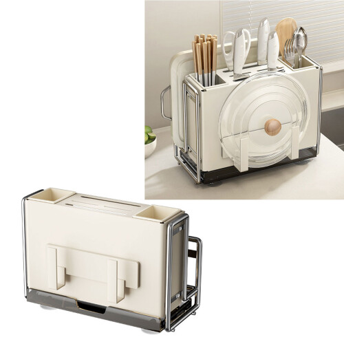 Support de rangement de cuisine-Porte-couteau de bureau blanc 2