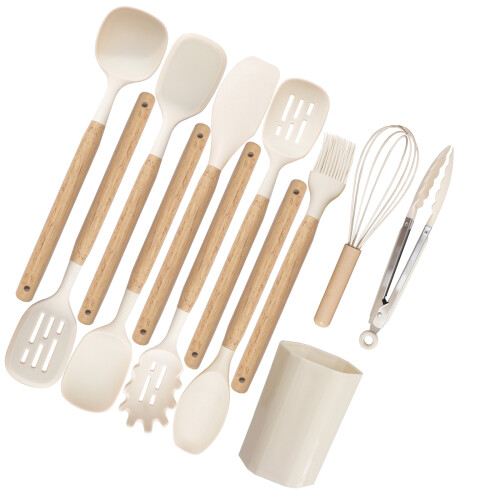 Ustensiles de cuisine polyvalents en Silicone, résistants-Blanc