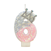 Birthday Candle Pink Crown Number Cake Candle,Birthday Cake-6