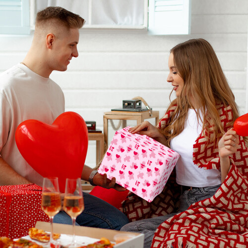 Papier d'emballage pour la saint-valentin, 4 pièces,-type A 1