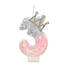 Birthday Candle for Cake,Pink Crown Number Candle,Cake-3