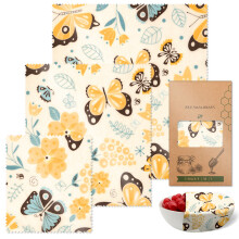 Enveloppe en tissu de cire d'abeille réutilisable,-Papillon 9
