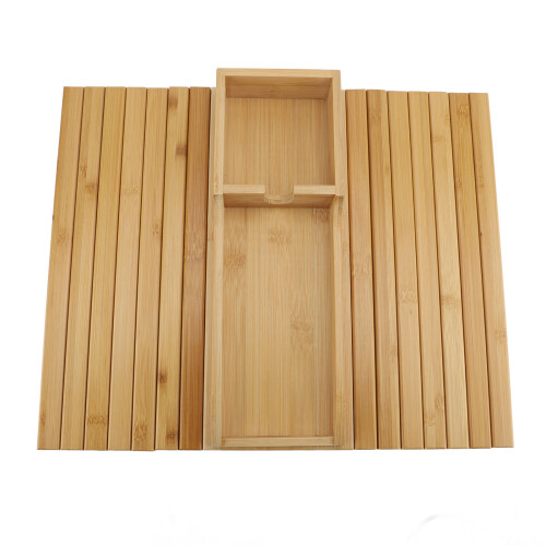 Flexibler Bambus-Sofaarmig-Tisch mit Becherhalter, 990g 1