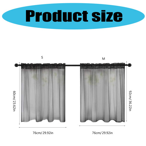Semi-Transparents Voile Polyester Eyelet Curtain-grey 76x60cm 2
