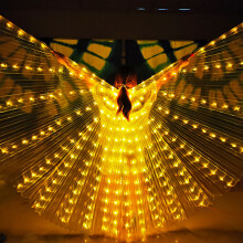 LED Isis Wings glødende dansekostyme med teleskoppinner flerfargede lysende vinger for karneval, halloween og scenearrangementer