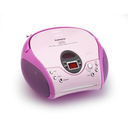 Tragbares FM-Radio mit CD-Player und Tragegriff - Rosa