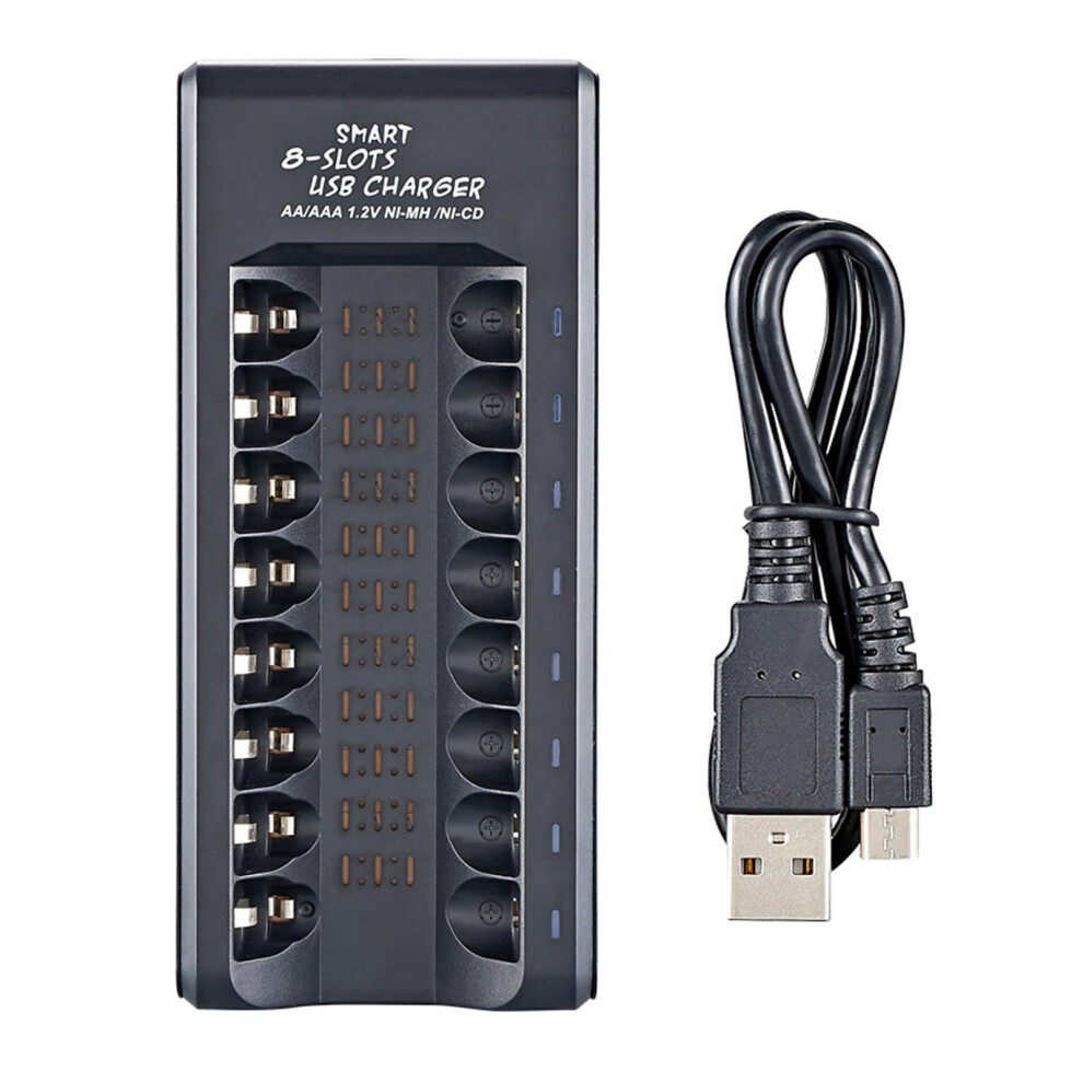 8Slot Usb Battery Charging Dock For Aa/Aaa Rechargeable Batteries With Overcharge Protections And Led Indicators 9105992546244