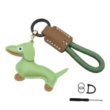 Elegante lederen sleutelhangerhanger met hondenthema voor-10
