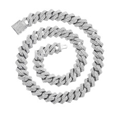 Iced Gemstones Cuban Chain-All white diamonds 20inch X 50cm