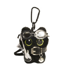 Porte-clés chat en peluche douce, charmant-Tiens la guitare