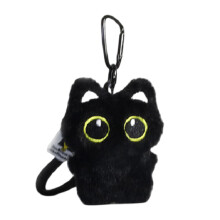 Charmant porte-clés en peluche chat-Chat noir aux grands yeux